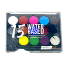 Papa Kiss Water-based Face Paint Palette +2 Brushes - Set of 15 Colors