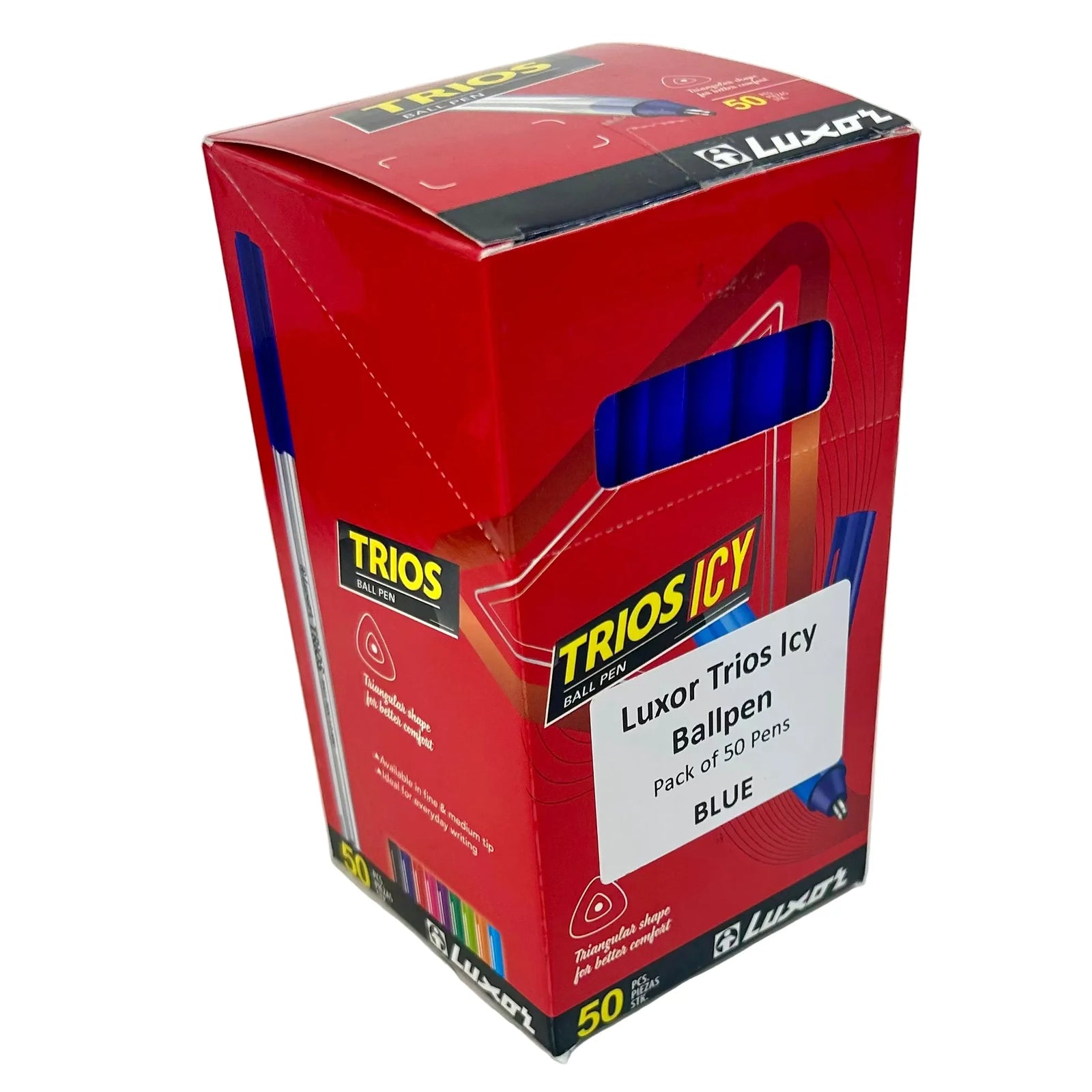NEW Luxor Trios Icy Bulk Ballpoint Pen Med 1.0mm Blue - Box of 50 NEW Luxor Trios Icy Bulk Ballpoint Pen Med 1.0mm Blue - Box of 50