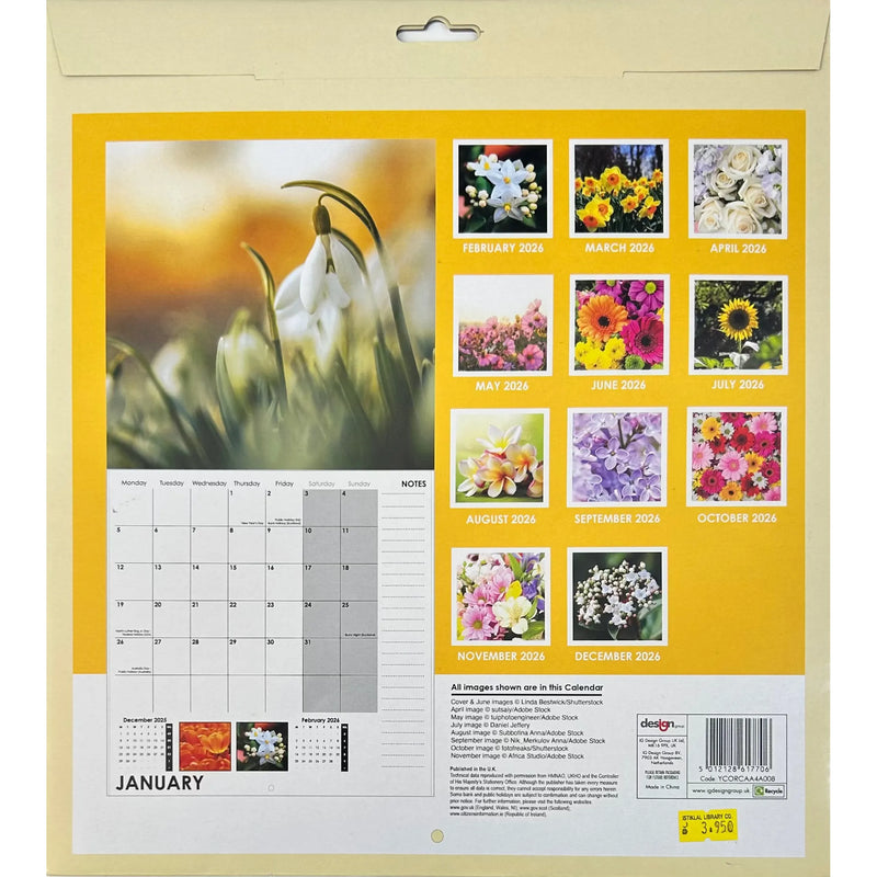 NEW IG Design 2026 Square Wall Calendar with Pictures - Florals