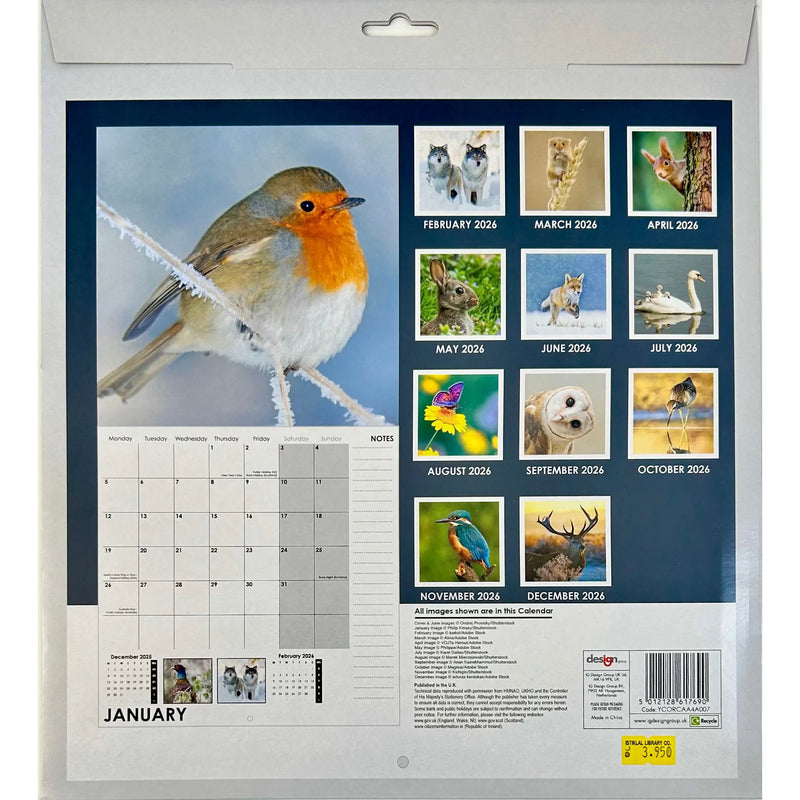 NEW IG Design 2026 Square Wall Calendar with Pictures - Wildlife