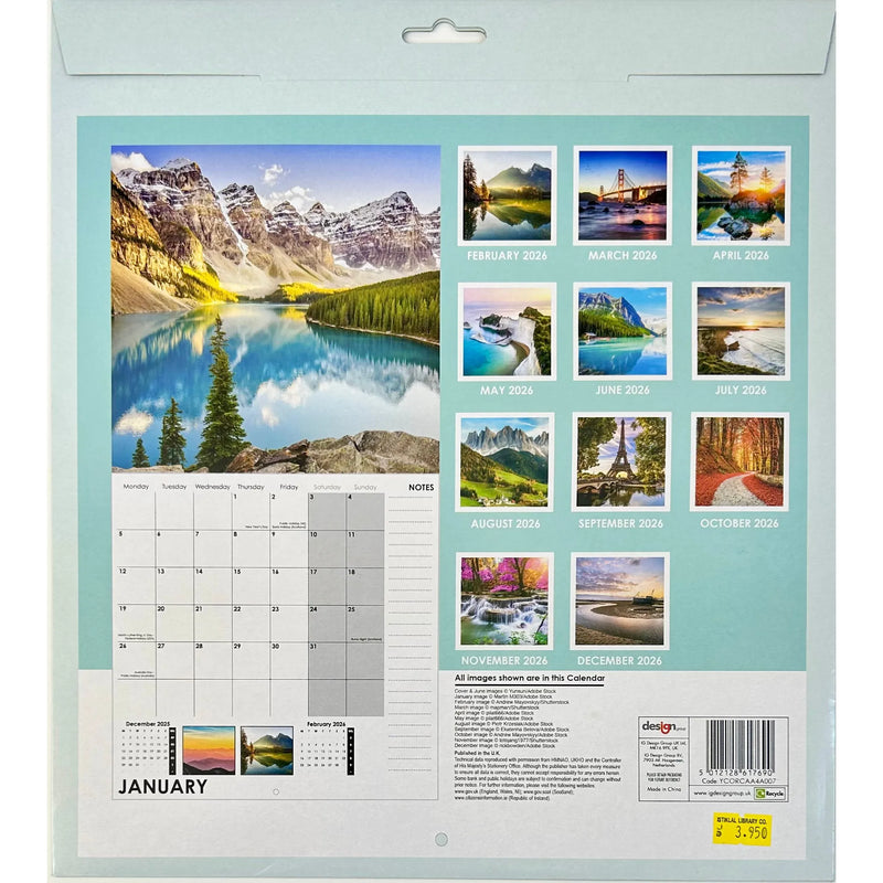 NEW IG Design 2026 Square Wall Calendar with Pictures - Scenic