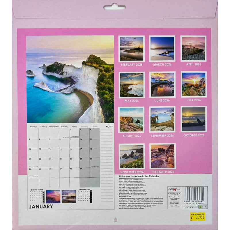 NEW IG Design 2026 Square Wall Calendar with Pictures - Coastal