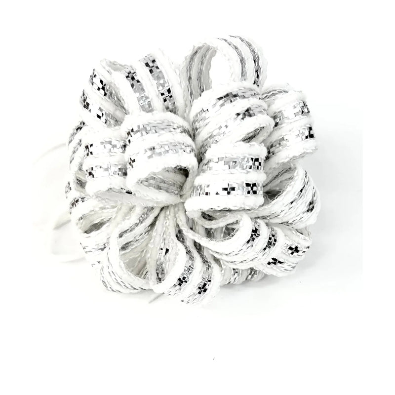 Fabric Decoration Ribbon Bows 100mm with Metallic Tinsels - Pack of 1