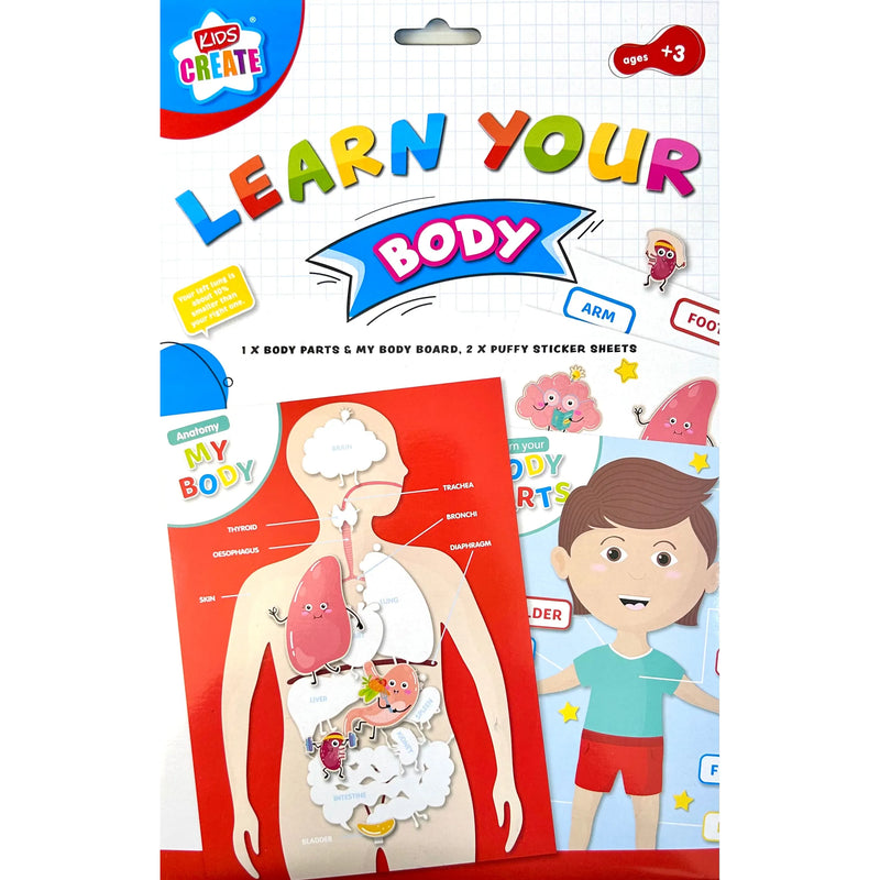 NEW IG Design Learn Your Body Body Board & Puffy Sticker Sheets - A4