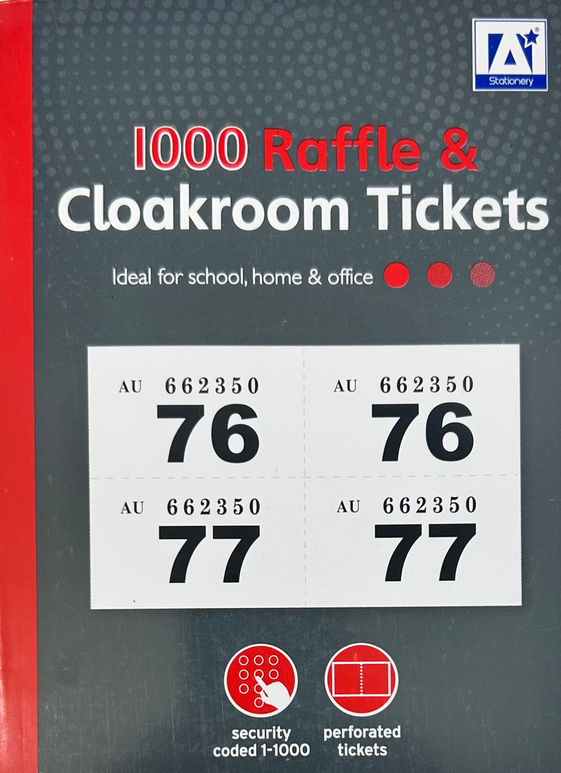 Design Group Raffle & Cloakroom Ticket Book / 1-1000
