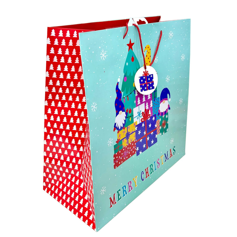 كيس هدايا كرتون مقوى كبير ملون مطبوع كريسماس ٤٥×٤٥×٢٠ سم XXL