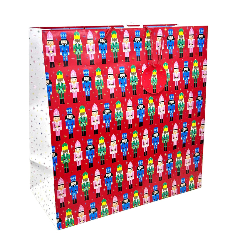كيس هدايا كرتون مقوى كبير ملون مطبوع كريسماس ٤٥×٤٥×٢٠ سم XXL