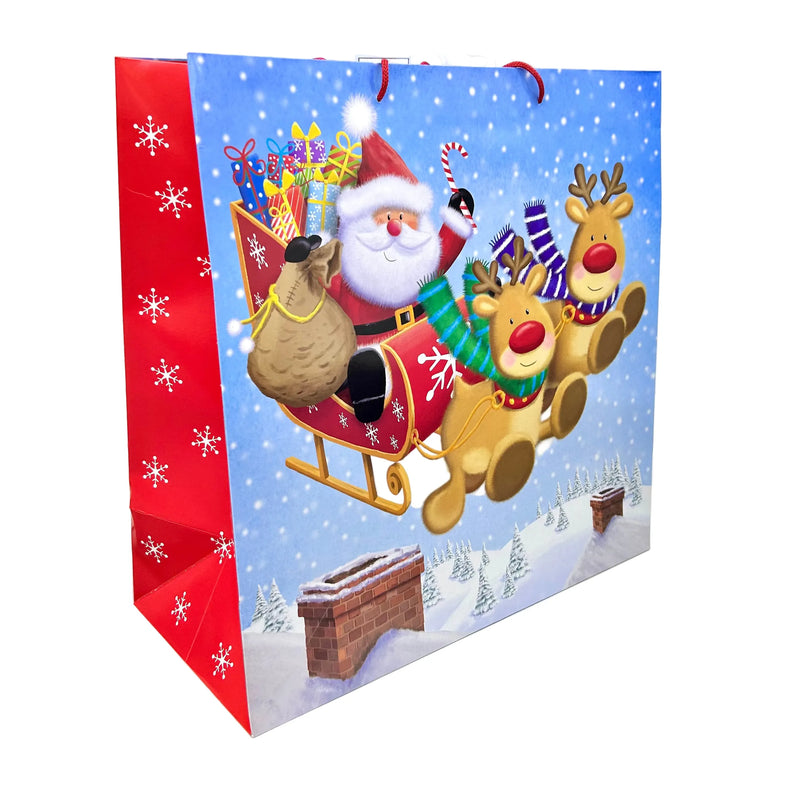 كيس هدايا كرتون مقوى كبير ملون مطبوع كريسماس ٤٥×٤٥×٢٠ سم XXL