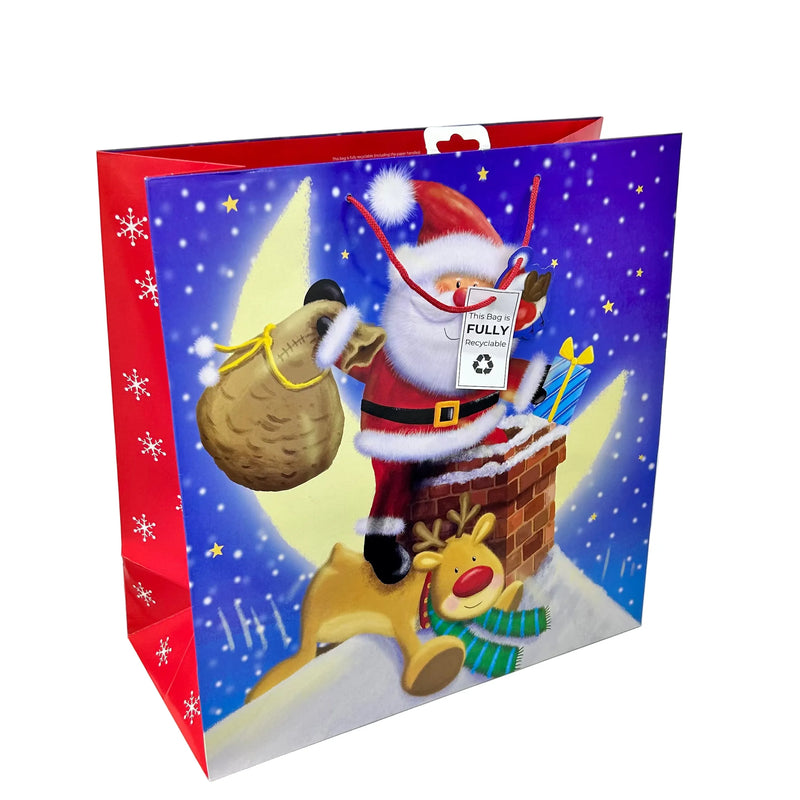 كيس هدايا كرتون مقوى كبير ملون مطبوع كريسماس ٤٥×٤٥×٢٠ سم XXL