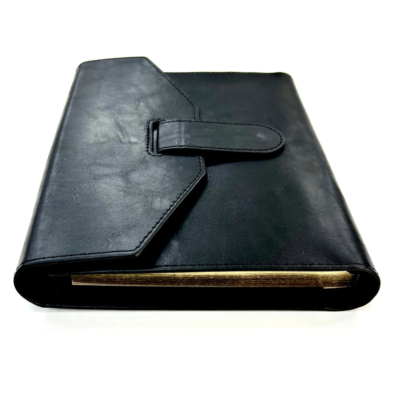 Bassile 2024 Deluxe  Black PVC Wallet Daily Diary with Gilded Edge A5