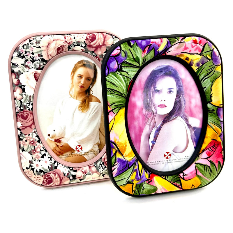Special Offer Oval Upholstered Fabric Photo Frame 18x23cm - Pack of 2