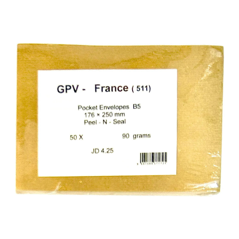 GPV B5 Kraft Brown Peel-N-Seal Envelopes 176x250mm - Pack of 50