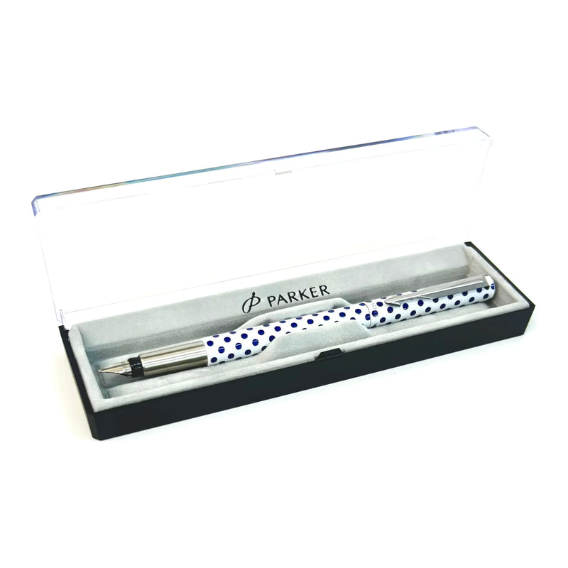 Parker Vector CT Fountain Pen Navy Blue & White Polka Dots - Special Edition