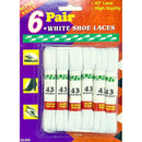 Sterling Super Value White Shoe Laces 7mm Flat  110cm - Pack of 6 Pairs