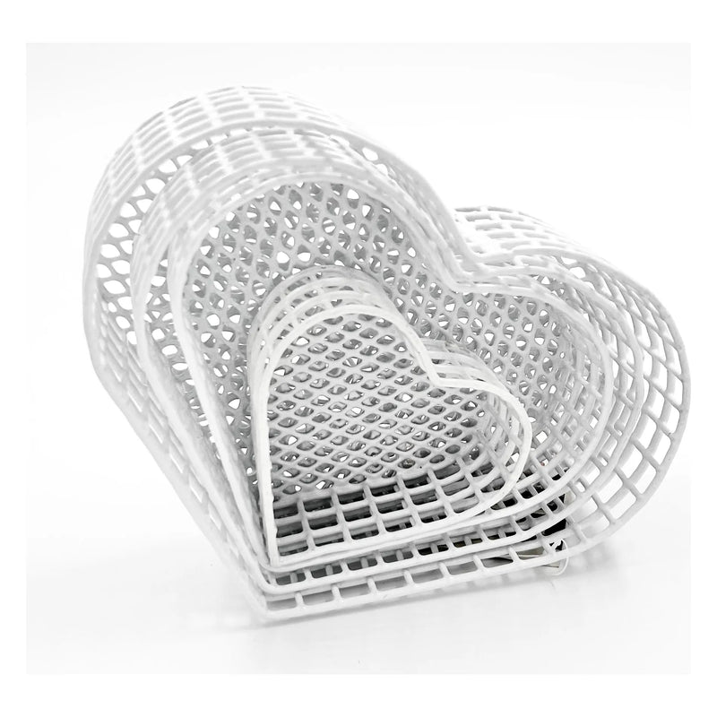 Special Offer Season's Ornamental Vinyl Coated Wire Craft Basket Large Size Set of 3 - Heart