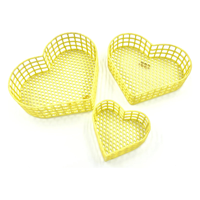 Special Offer Season's Ornamental Vinyl Coated Wire Craft Basket Medium Size Set of 3 - Heart