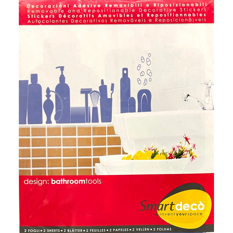 Smartdeco Removable & Repositionable Decorative Large Wall DeCal Stickers - Bathroom Tools