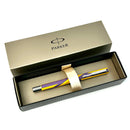 قلم باركر فكتور ريشة سائلة كروم جسم اصفر رسوم بنفسجي يونيون جاك اصدار خاص