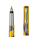 قلم باركر فكتور ريشة سائلة كروم جسم اصفر رسوم بنفسجي يونيون جاك اصدار خاص