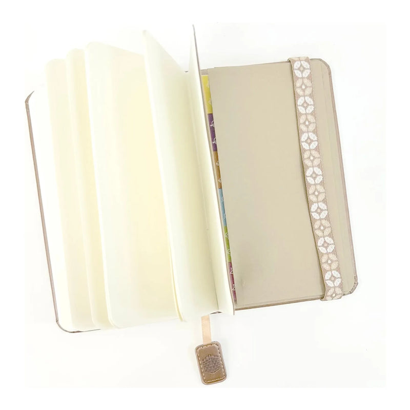 Collins Leather Style Cover Pocket Notebook Journal Plain 70g Cream Paper with Elastic Band - A6
