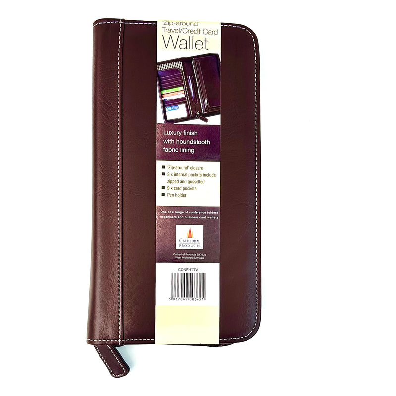 Cathedral Products Passport & Ticket Travel Zipper Wallet 240x130 mm - Brown