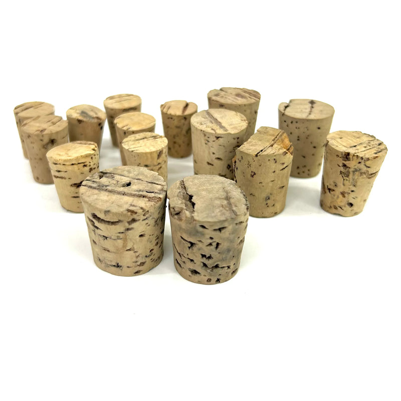 Natural Cork Stoppers Tapered  Bottle Cork Plugs Assorted Sizes - Pack of 15