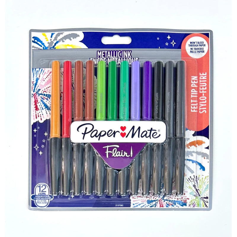 NEW Paper Mate Flair Metallic Ink Medium 0.7mm Felt Tip Pen Set - Metallic Ink