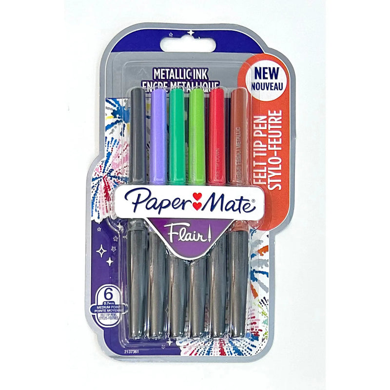 NEW Paper Mate Flair Metallic Ink Medium 0.7mm Felt Tip Pen Set - Metallic Ink