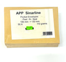 APP SinarLine Kraft Brown Peel-N-Seal Envelopes 190 x 130mm  -  Pack of 50