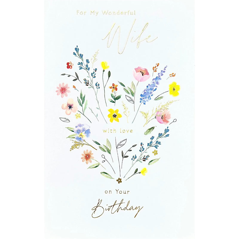 UK Greetings Wife's Birthday Greeting Card 14x22 cm with Envelope