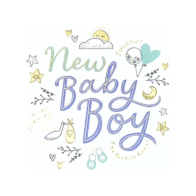 UK Greetings New Baby Boy Greeting Card 16x18 cm with Envelope