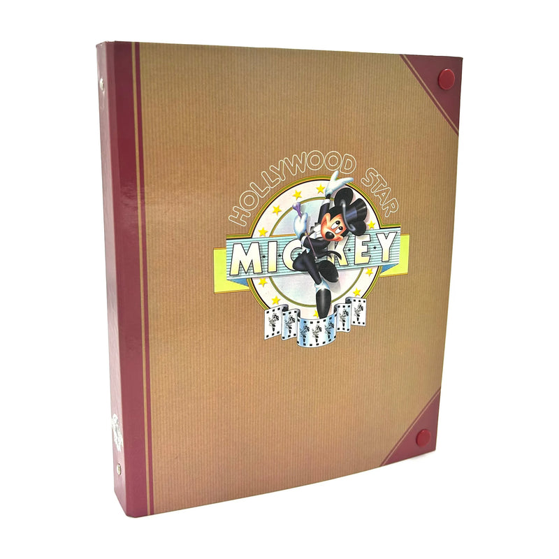 Vintage School Binders 4 Ring Laminated Heavy Duty Cardboard 32x26x4cm with Lined Paper & Dividers - Mickey Mouse