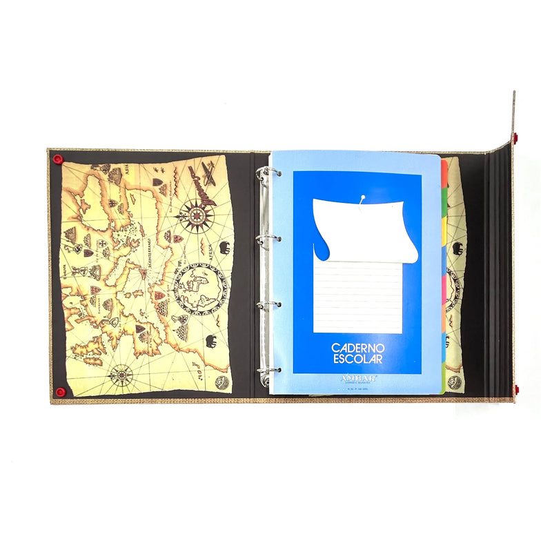 Vintage School Binders 4 Ring Laminated Heavy Duty Cardboard 32x26x4cm with Lined Paper & Dividers - Indiana Jones