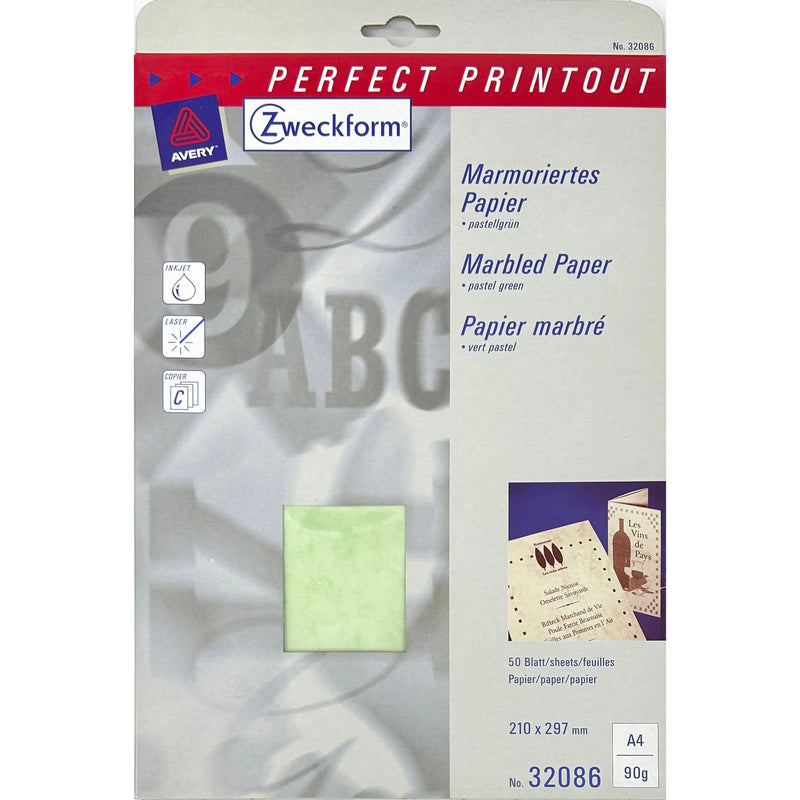 Zweckform Marbled Pastel Green Paper 90g A4 - Pack of 50 Sheets