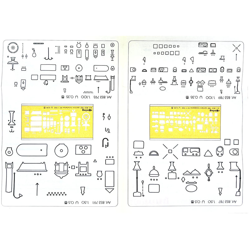 Vintage Rotring Sanitary & Plumbing Instalation 1:100 Template I + II