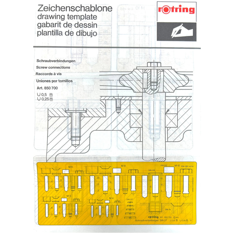 Vintage Rotring Screw Connections Template Drawing Template