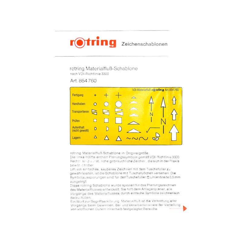 Vintage Rotring Material Flow Drawing Template