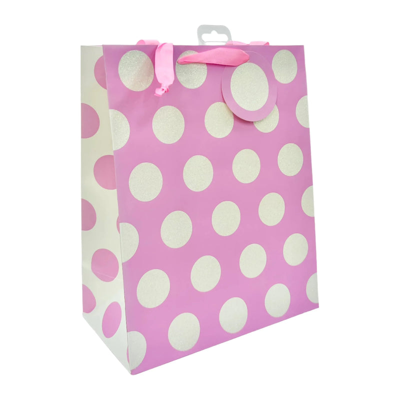 Eurowrap Large Size Gift Bag 33x27x14cm - Polka Dots Pink