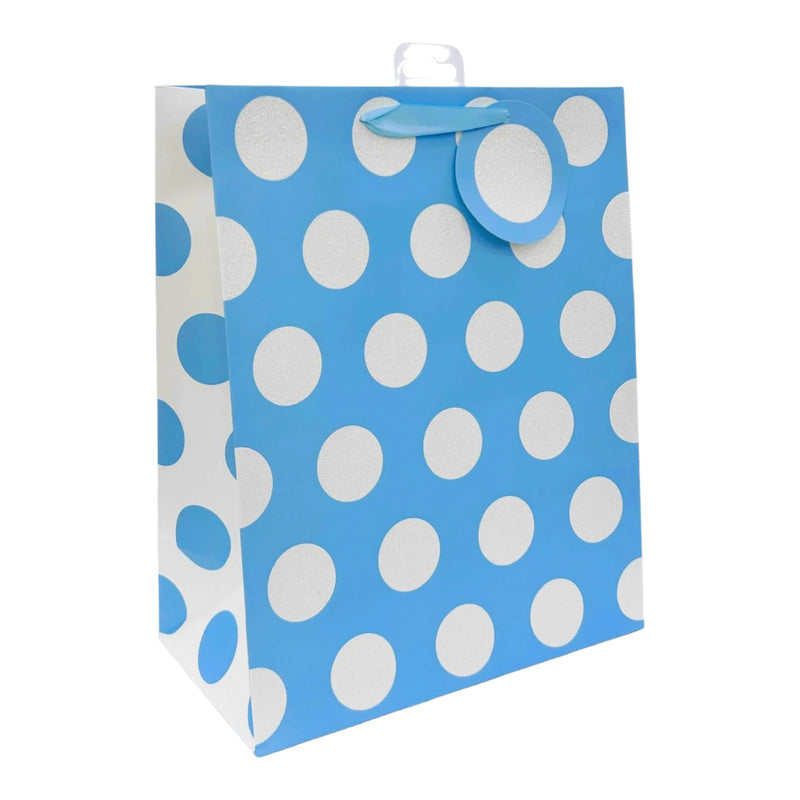 Eurowrap Large Size Gift Bag 33x27x14cm - Polka Dots Blue