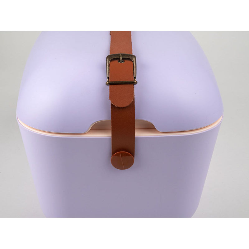 صندوق تبريد ايس بوكس بلاستيك ملون مع حزام جلد ٢٠ لتر بولاربوكس كلاسيك - ليلكي / بني
