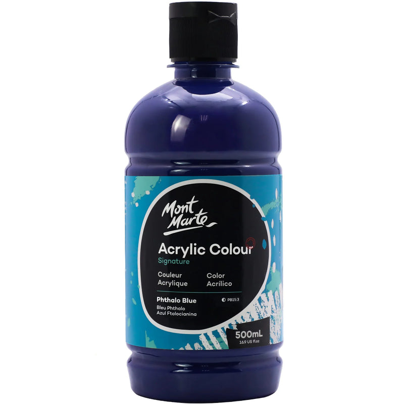 NEW Mont Marte Acrylic Colour Signature 500ml (16.9 US fl.oz) - Primary Colors