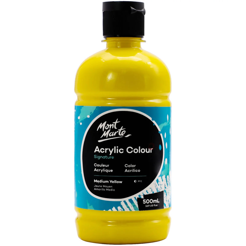 NEW Mont Marte Acrylic Colour Signature 500ml (16.9 US fl.oz) - Primary Colors