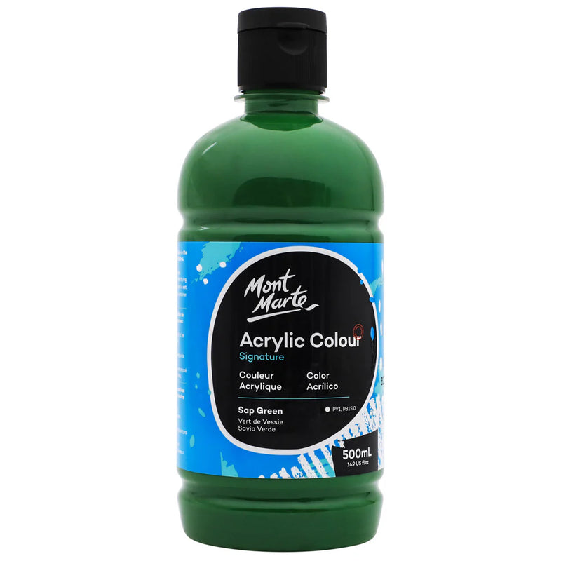 NEW Mont Marte Acrylic Colour Signature 500ml (16.9 US fl.oz) - Primary Colors