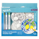NEW Mont Marte Summer Coast Colour-in Ceramic Coaster Set Signature - 7pc