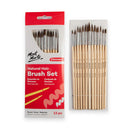 NEW Mont Marte Natural Hair Art Brush Set Round Discovery 13pc