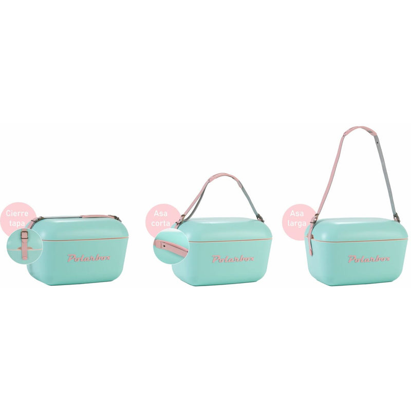 Polarbox Pop 20 Litre Coolers with Leather Strap - Green/Pink