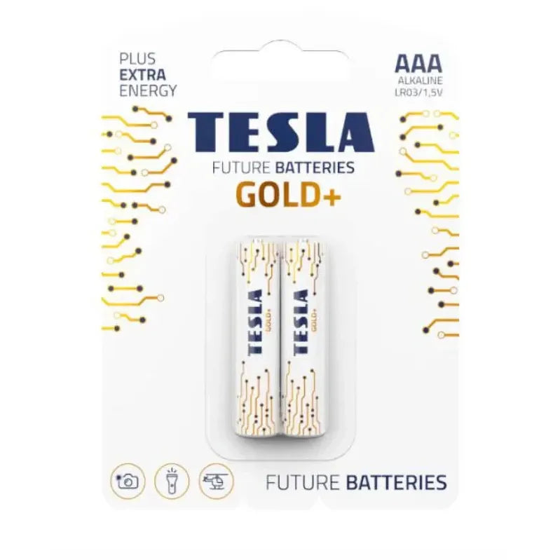 NEW TESLA Future Batteries Gold+ Alkaline AAA - Pack of 2