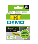 NEW Dymo D1 Tape 12mm x 7m Black on Colored Plastic