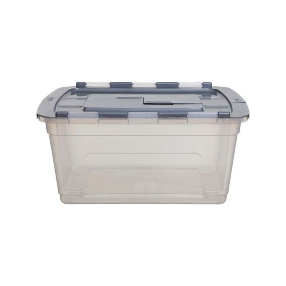 NEW Whitefurze 45L Tote Storage Box Transparent Body with Split Lid 59x43x28 cm