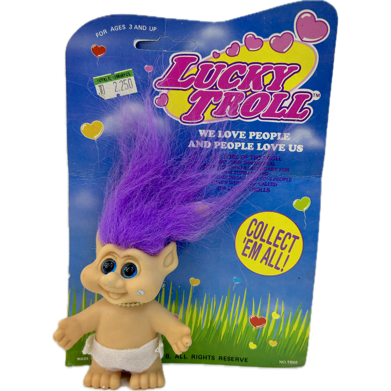 Vintage 1992  Small Lucky Troll Doll Carded Original Packaging - Diaper